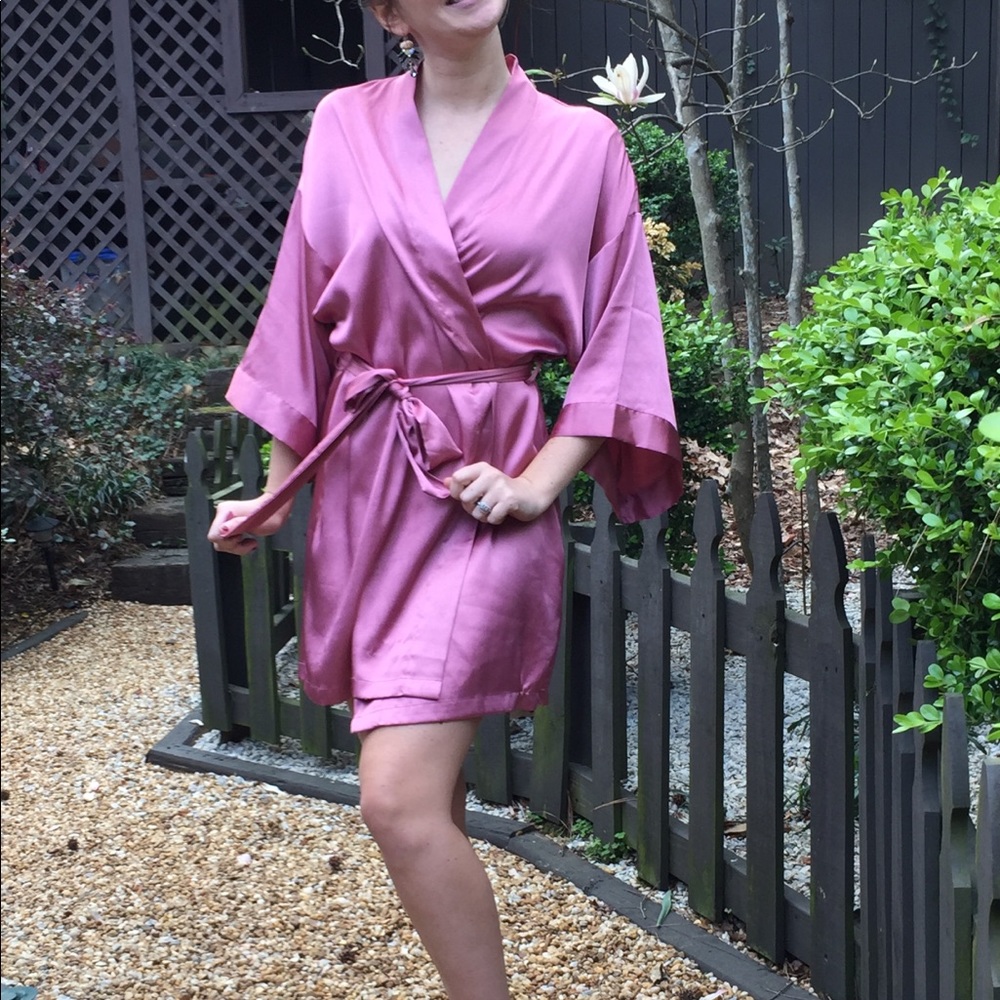 Dusty Rose Pink Satin Victoria Secret Robe